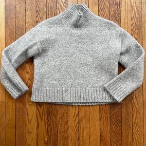 Gray Marino Wool Turtleneck Sweater